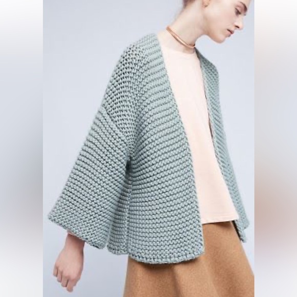 Anthropologie Knitted & Knotted Chunky Open Front Cardigan One Size - Picture 1 of 11